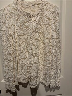 Cream Lace Button-Front Women’s Top